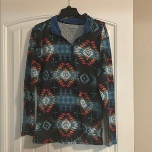 Tribal Print Quarter-Zip Pullover